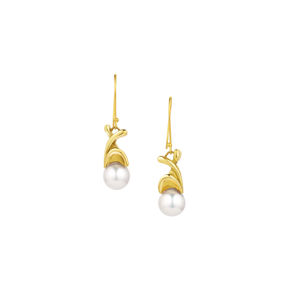 Gold Twist Pearl Earring